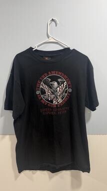Hot Leathers 2nd Amendment Shirt Mens L Black Eagle Gun Permit USA Patriotic